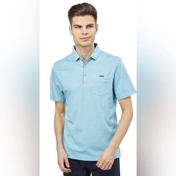 VISCONTI BLACK Polo Knit Turquoise W/Blue & Orange Details Golf Men’s Size XL - Picture 1 of 11